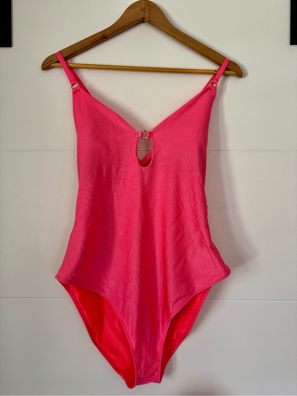 Aerie Hot Pink Ribbed One-Piece Swimsuit
